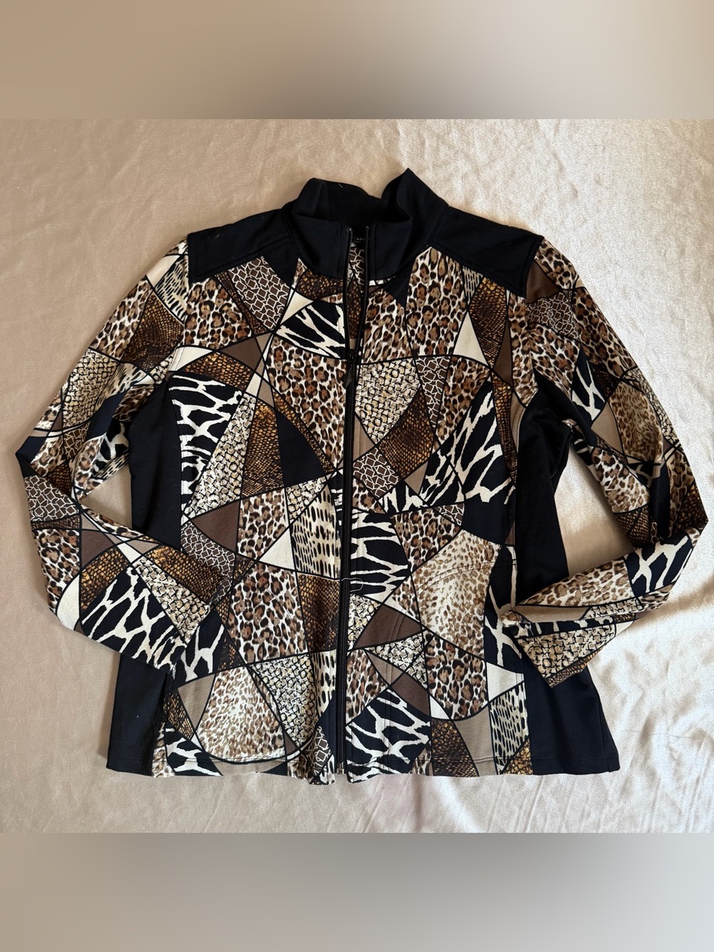 Susan Graver Weekend Printed French Terry Zip Front Jacket Medium A279788